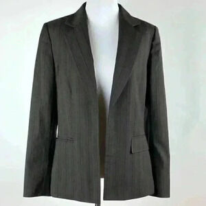 Kasper blazer 8 brown Green striped open front